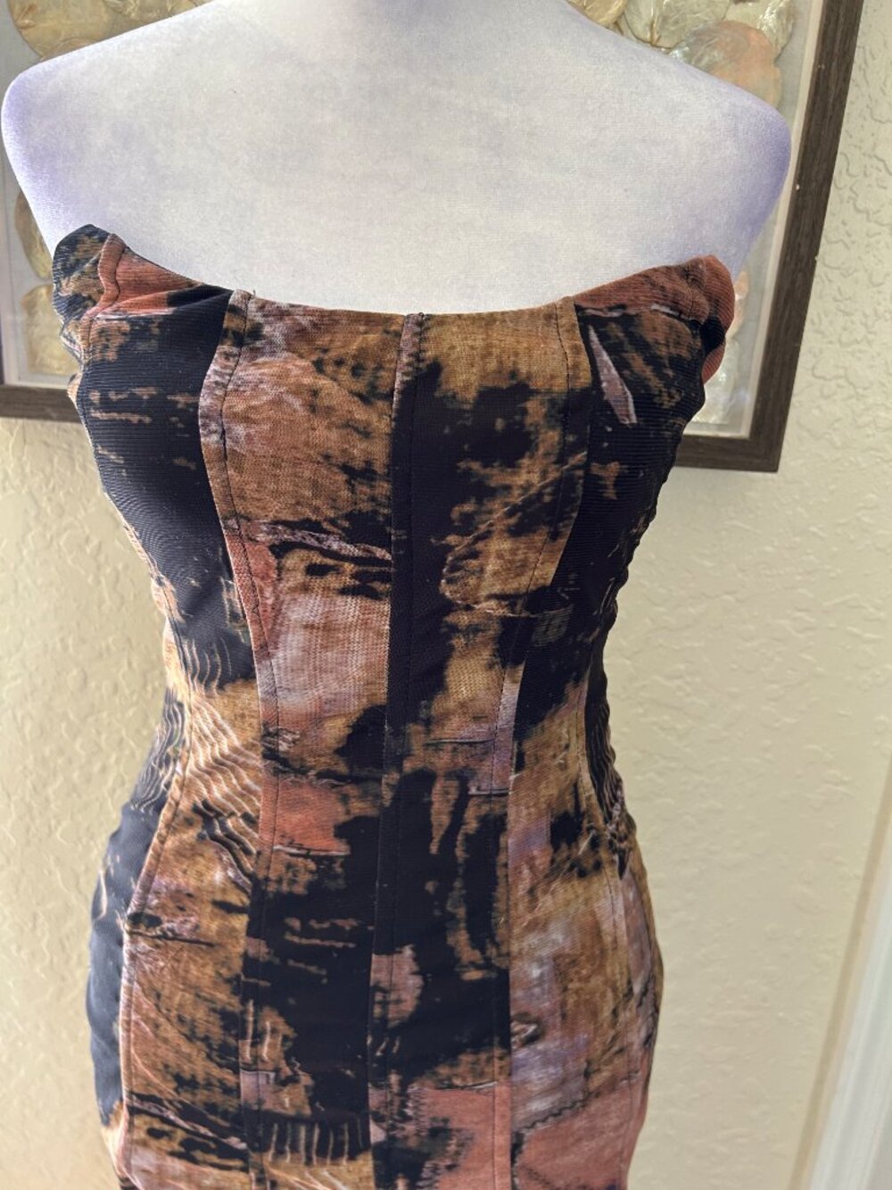 Vintage Blanc Clothing Black Abstract Corset Dress - Picture 2 of 6